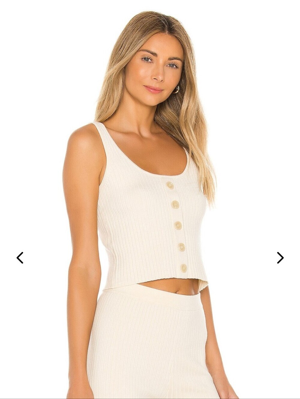 REVOLVE Lovers + Friends Cream Ribbed Button Front Mariposa Tank Top Medium - Picture 2 of 11